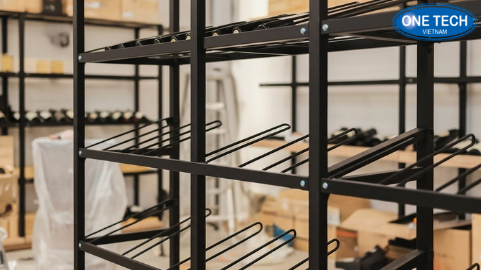 Ảnh lắp đặt kệ trưng bày rượu thực tế tại Thanh Hóa góc 1