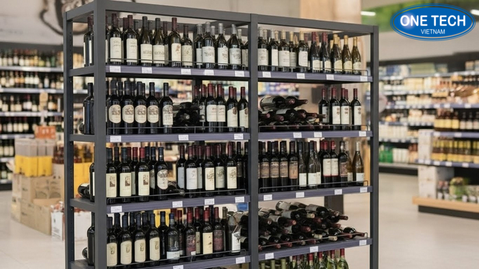 Ảnh lắp đặt kệ trưng bày rượu thực tế tại Thanh Hóa góc 2