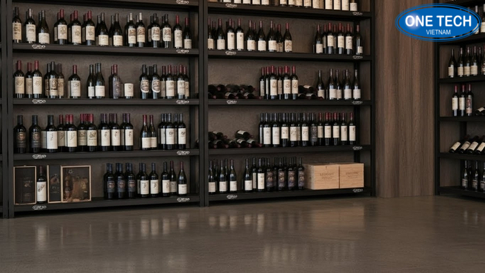 Ảnh lắp đặt kệ trưng bày rượu thực tế tại Thanh Hóa góc 3