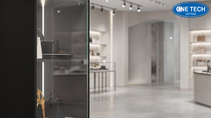 Tủ kính trưng bày túi xách phân khúc cao cấp