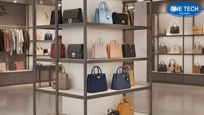Infographic checklist chọn kệ trưng bày túi xách dạng tick