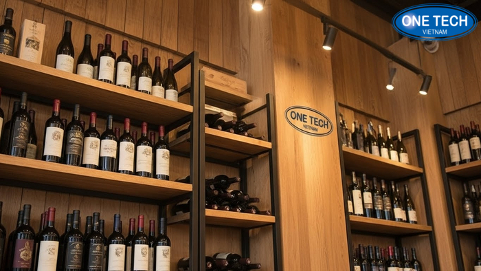 Infographic so sánh cấu hình kệ rượu theo chất liệu, kích thước và tính năng