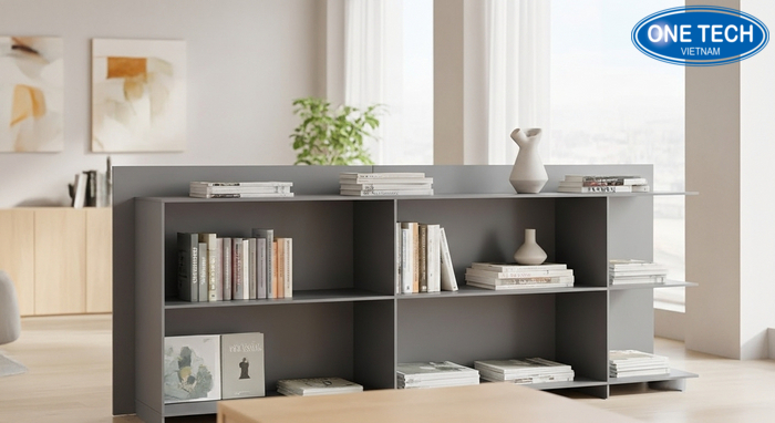 Kệ sách báo mỏng nhẹ phối màu trung tính phù hợp không gian hiện đại