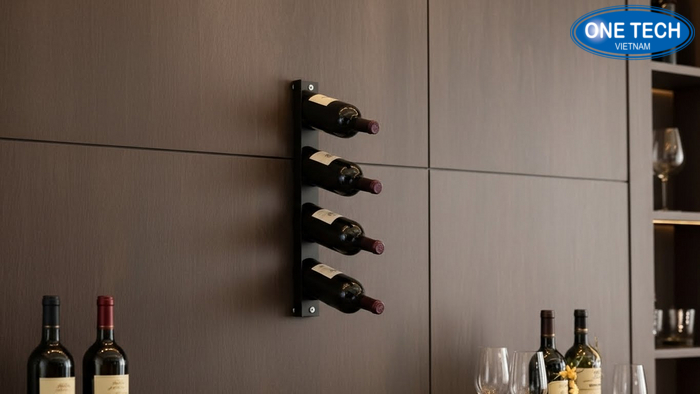 Kệ trưng bày rượu treo tường 1 hàng tối giản