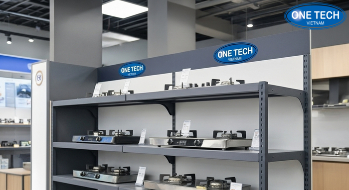 Kệ trưng bày bếp gas cho cửa hàng tại Thanh Hóa Kệ trưng bày bếp gas giúp tối ưu không gian và tăng tính chuyên nghiệp cho cửa hàng