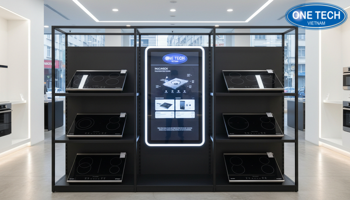 Kệ trưng bày bếp từ tích hợp màn hình tương tác thông minh