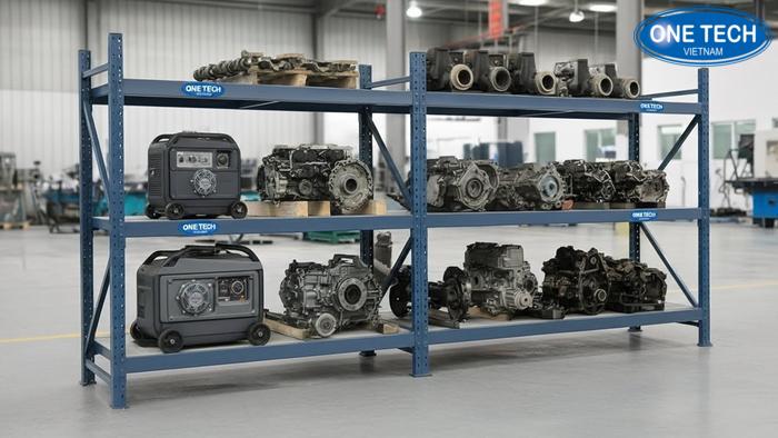 Kệ sắt thép chịu lực cho máy móc tải trọng lớn Kệ trung tải chịu lực trưng bày máy phát điện và thiết bị hạng nặng