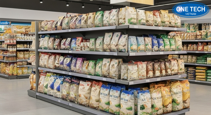 Mẫu kệ đảo trung tâm trưng bày gạo cho minimart và siêu thị