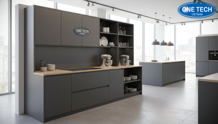 Kệ trưng bày bếp từ kết hợp tủ đựng đồ gia dụng