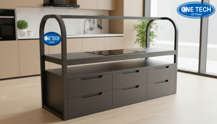 Kệ trưng bày bếp từ có ngăn kéo tiện lợi
