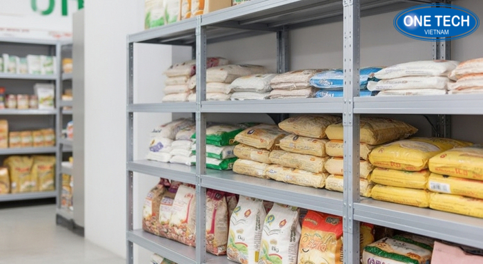 Mẫu kệ V lỗ xếp bao gạo nặng chắc chắn