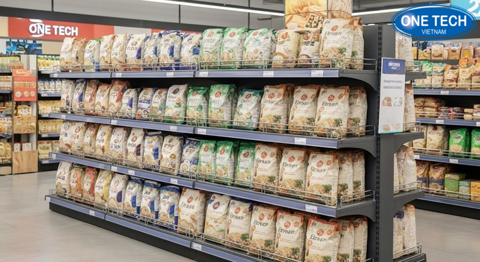 Minh họa cách xếp bao gạo lộ mặt thương hiệu và vẫn an toàn