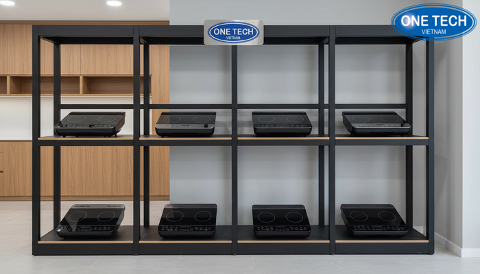 So sánh chất liệu kệ trưng bày bếp từ inox thép sơn tĩnh điện gỗ công nghiệp