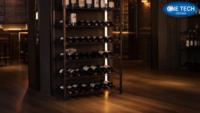 So sánh kệ trưng bày rượu trong cửa hàng, nhà hàng và phòng khách gia đình