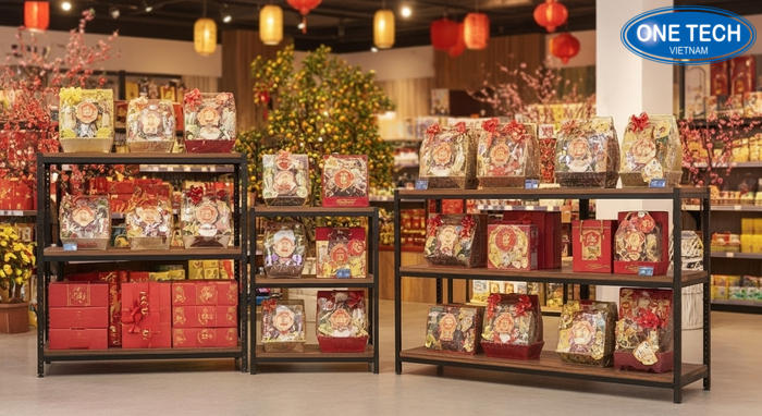 Top mẫu kệ trưng bày giỏ quà Tết được ưa chuộng So sánh các mẫu kệ trưng bày giỏ quà Tết 2 tầng 3 tầng mini V lỗ gỗ khung sắt