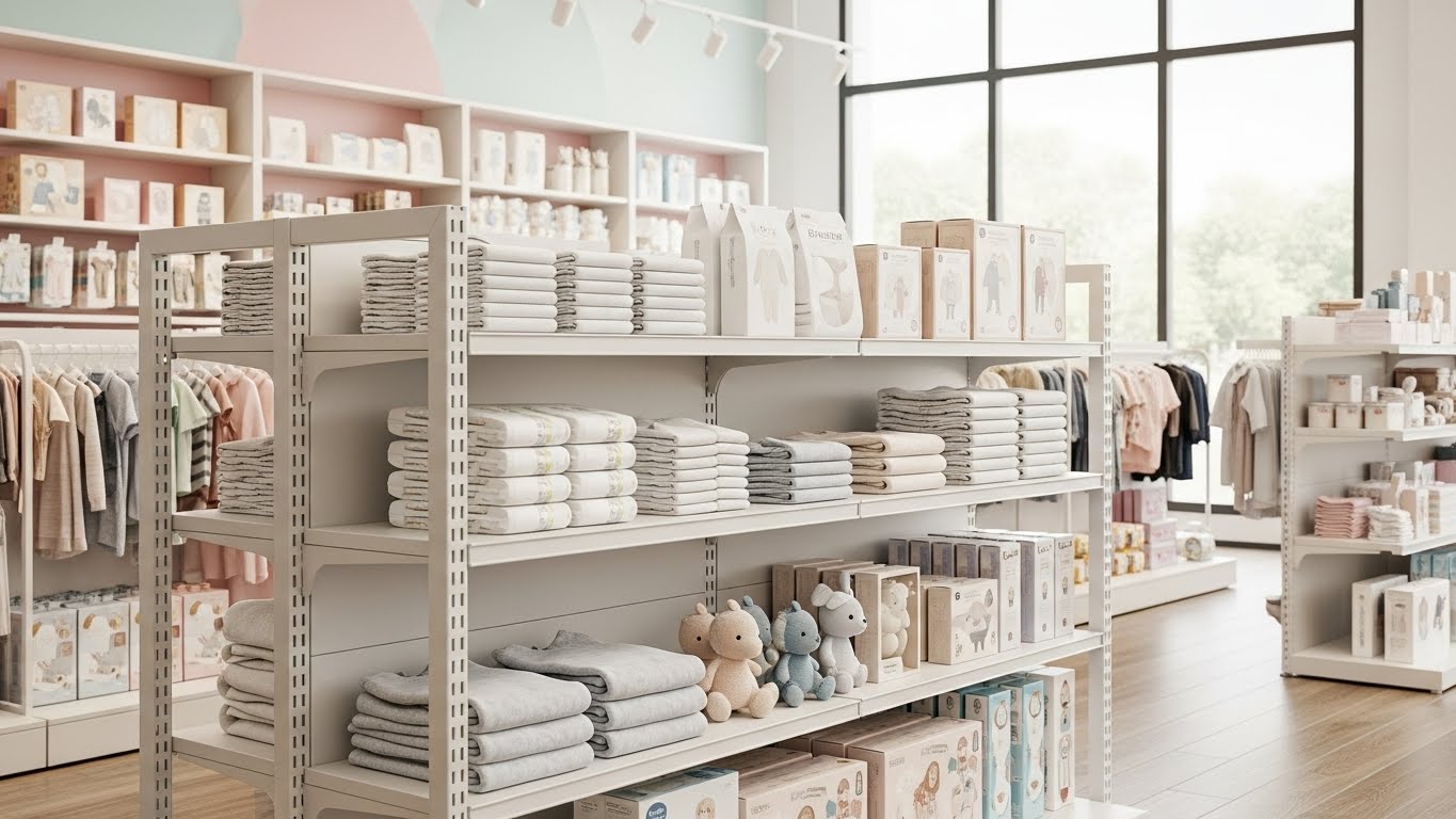 Mẫu ụ trưng bày quần áo và đồ khuyến mãi giữa nhà