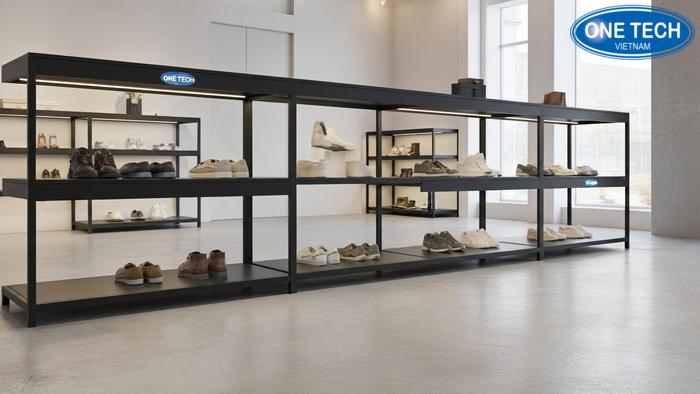 Mẫu kệ trưng bày giày dép hiện đại theo xu hướng 2026