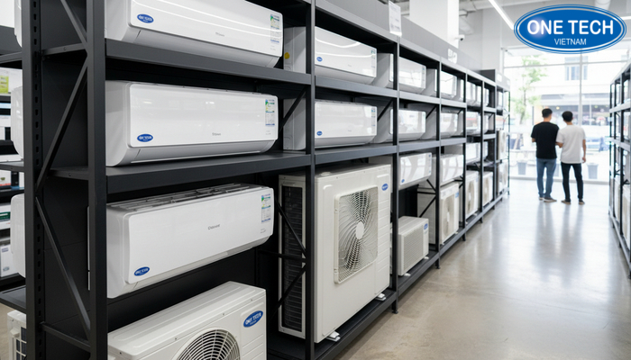 Bố trí điều hòa trên kệ trưng bày điều hoà Gợi ý bố trí điều hòa trên kệ trưng bày điều hoà đúng tầm nhìn, tem giá dễ đọc