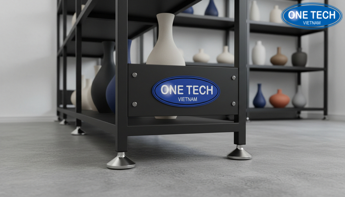 Chân tăng chỉnh kệ trưng bày gốm sứ Chân tăng chỉnh giúp kệ trưng bày đứng vững trên nền không phẳng