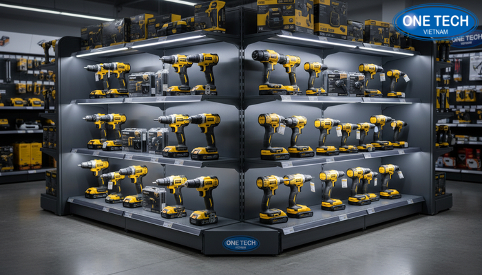 Đèn LED cho kệ trưng bày máy khoan Đèn LED chiếu sáng làm nổi bật máy khoan trên kệ trưng bày