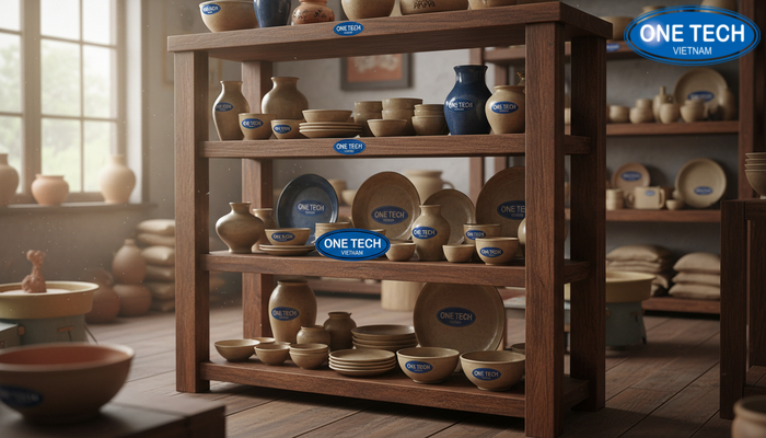 Kệ gỗ trưng bày gốm sứ Kệ gỗ trưng bày gốm sứ phong cách truyền thống