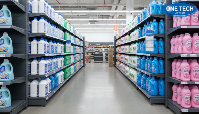 Kệ lưng tôn mâm dày trưng bày nước giặt Kệ lưng tôn mâm dày phù hợp trưng bày can nước giặt lớn