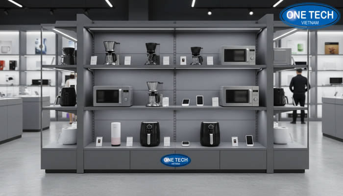 Kệ siêu thị trưng bày điện máy thiết kế hiện đại, đồng bộ