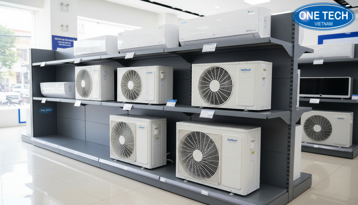Kệ trưng bày điều hoà MTKDM108 Mẫu kệ trưng bày điều hoà MTKDM108 bố trí theo cụm, tối ưu không gian bán hàng