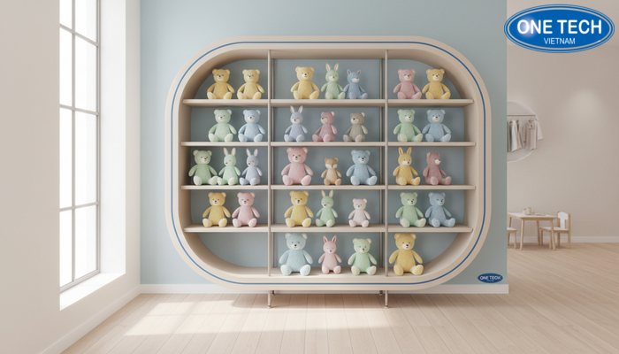 Mau ke trung bay gau bong dep hien dai theo phong cach toi gian