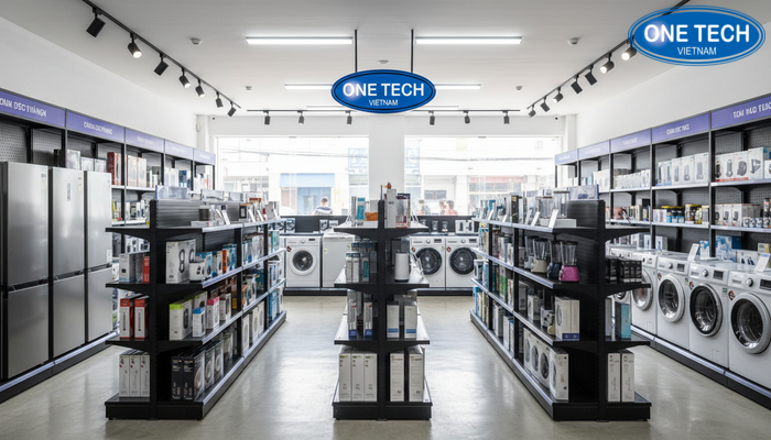 Showroom OneTech tại Thanh Hóa trưng bày các mẫu kệ siêu thị