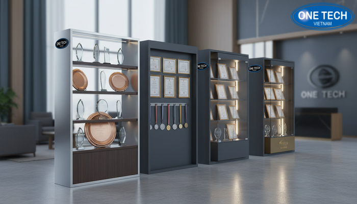 So sánh các loại kệ trưng bày bằng khen phổ biến So sánh kệ đứng, kệ treo tường và tủ kính có đèn LED để trưng bày bằng khen