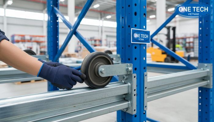 Kiem tra bao tri ray truot va banh xe chiu luc cua ke Push Back