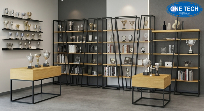 Mẫu kệ trưng bày cúp OneTech Bộ sưu tập mẫu kệ trưng bày cúp OneTech đa dạng kiểu dáng