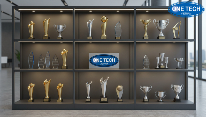 Đèn LED cho kệ trưng bày cúp Bố trí đèn LED cho kệ trưng bày cúp tạo điểm nhấn và chiều sâu