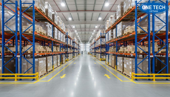 Bố trí lối đi và khoảng trống an toàn khi dùng kệ double deep trong kho