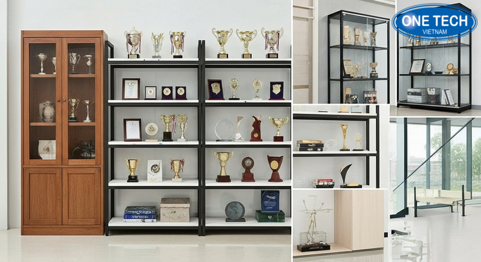 Phân loại kệ trưng bày cúp Tổng hợp các loại kệ trưng bày cúp phổ biến