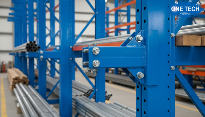 Chi tiết bộ phận kệ tay đỡ Chi tiết tay đỡ cột đứng và thanh giằng của kệ tay đỡ