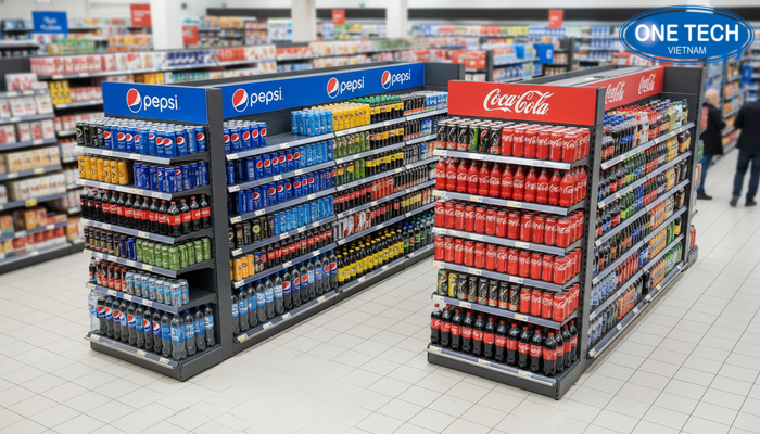 Gợi ý đặt kệ quảng cáo Pepsi, Coca đúng vị trí trong cửa hàng để tăng hiệu quả