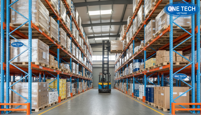 Mô hình kệ double deep trong kho hàng thực tế tại Thanh Hóa