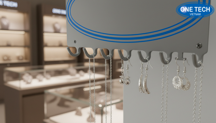 Kệ móc treo trang sức với móc nhỏ giúp hạn chế trầy xước