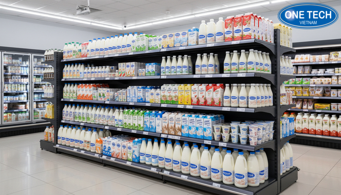 Kệ modul linh hoạt dễ mở rộng thu gọn cho cửa hàng sữa