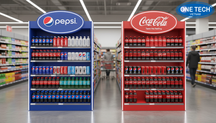 Kệ quảng cáo Pepsi, Coca đặt tại điểm bán giúp tăng nhận diện thương hiệu