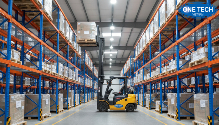 Kệ selective tiếp cận 100% pallet Xe nâng tiếp cận trực tiếp từng pallet trên kệ selective