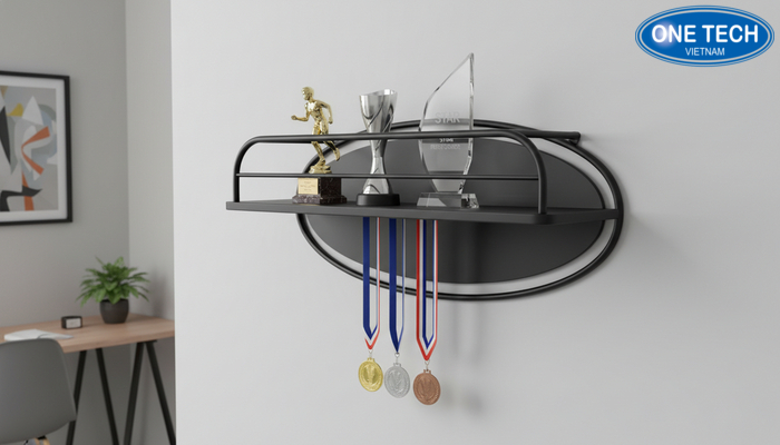 Kệ treo tường để cúp lưu niệm Kệ treo tường để cúp lưu niệm, tiết kiệm diện tích, dễ lắp đặt