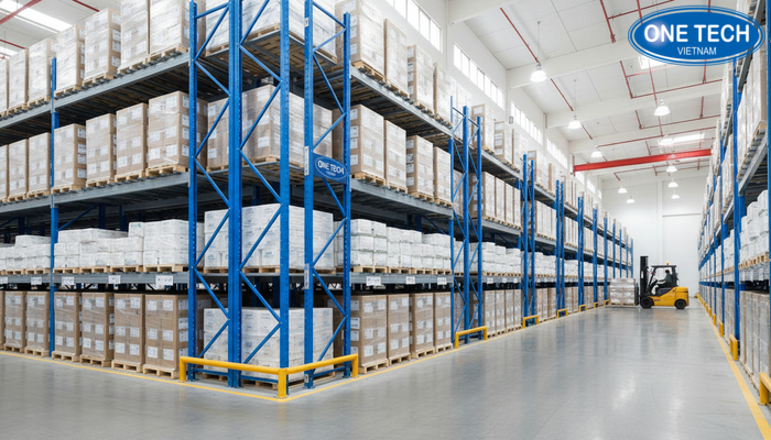 Kho sieu thi su dung ke Push Back de luu tru hang pallet dong nhat