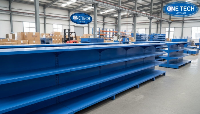 Kho xưởng và khu tập kết kệ trưng bày sữa tại OneTech