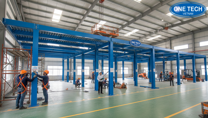 Quy trình lắp đặt kệ sàn Mezzanine từ dựng khung, lắp sàn đến nghiệm thu an toàn
