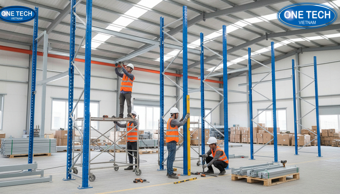 Hướng dẫn lắp đặt kệ tay đỡ Quy trình lắp đặt kệ tay đỡ an toàn gồm dựng cột lắp giằng lắp tay đỡ và neo nền