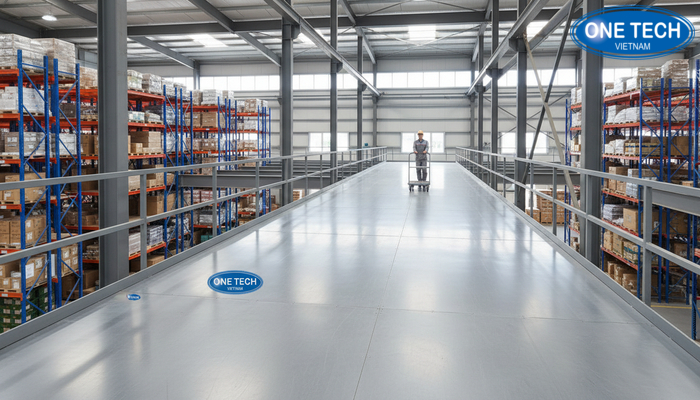 Sàn thép sơn tĩnh điện cho kệ sàn Mezzanine, bề mặt chắc chắn, dễ vệ sinh