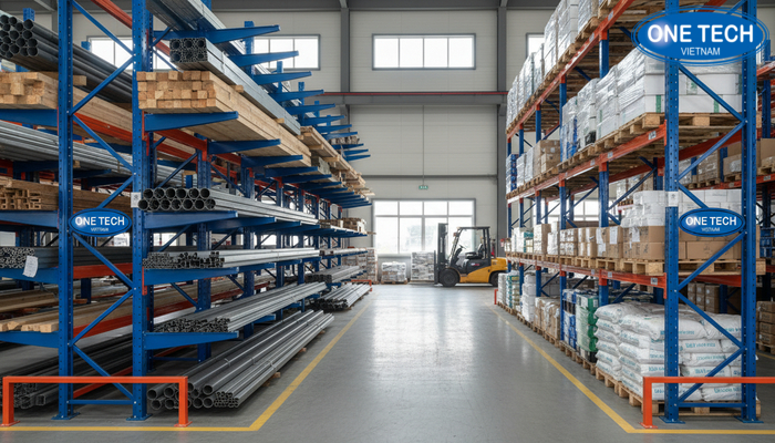 So sánh kệ tay đỡ với các loại kệ công nghiệp khác So sánh trực quan kệ tay đỡ với kệ tay quay và kệ pallet theo ứng dụng và thao tác